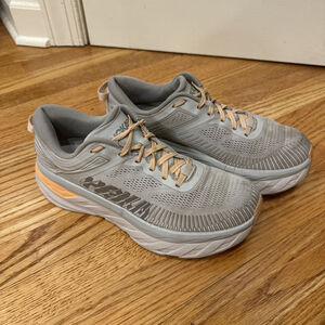 HOKA ONE ONE Womens Bondi 7 Gray Cushioned Running Shoes 1110519HMSH Size 10